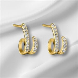 New 925 Gold Sterling Silver Cubic Zirconia Earrings